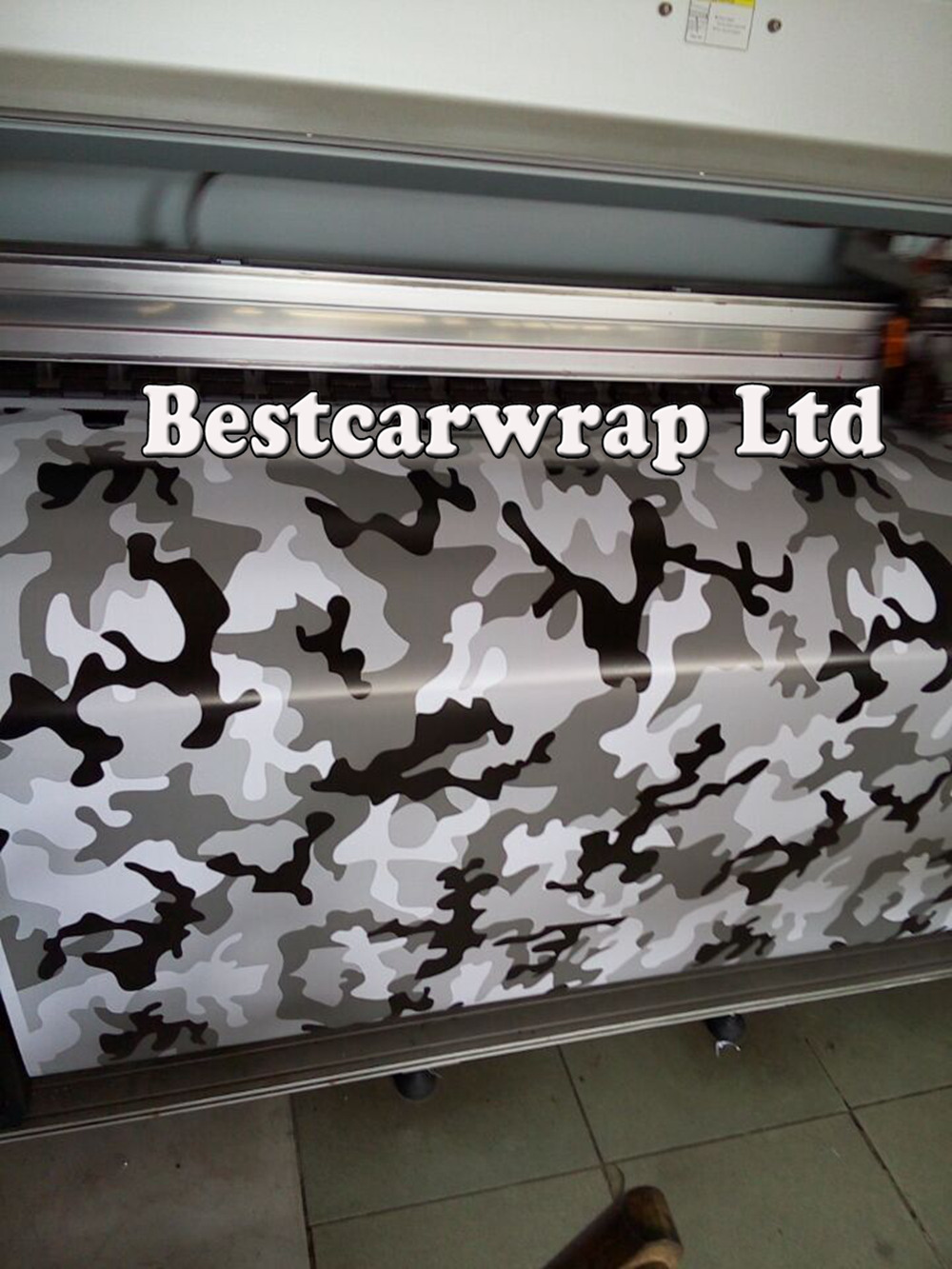 Winter Snow camo vinyl wraps Black white grey With Air Free Vehicle decal Stickers Winter arctic tiger camougflage Film 1.52x30m/Roll