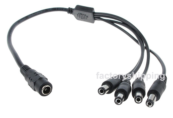 DC Power Splitter Adaptor Cable 12V Female to 2 / 3 / 4 / 5 / 8 Male way cable wire for CCTV camera 100pcs Fedex / DHL Free Shipping