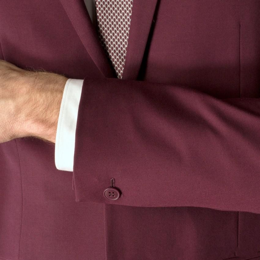 3 pieces Suit Side Vent Dark Red Groom Tuxedos NotchedLapel Two Button Best Men tton Best Men Wedding Suit Prom Dresses (Jacket+Pants+Tie)