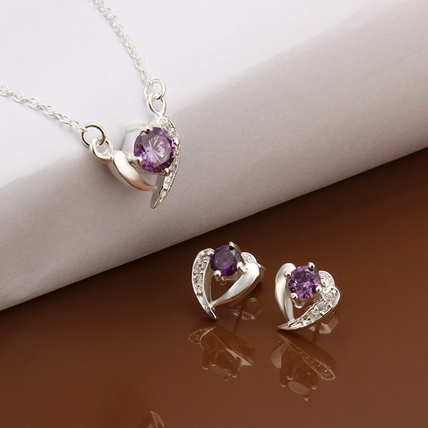 High grade 925 sterling silver Piece Sapphire jewelry sets DFMSS535 brand new Factory direct sale wedding 925 silver necklace earring