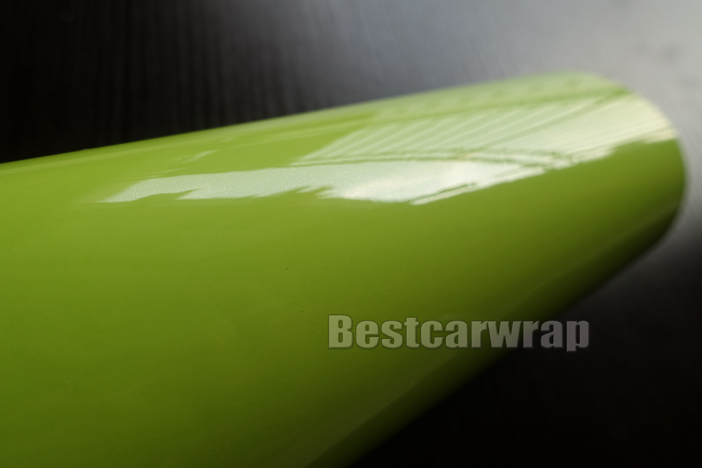 Ultra Glossy fluorescent green Vinyl wrap 3 Layers High Gloss Car Wrap Film with air Free Like 3m 1080 FOIL Size:1.52*20M/Roll