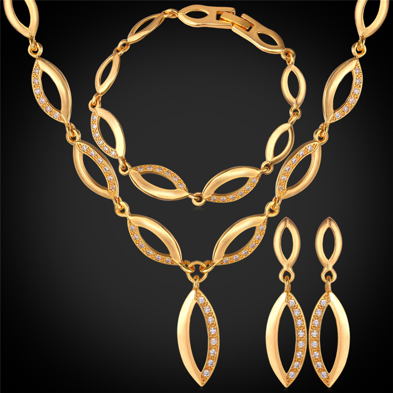 Women's 18K Real Gold/Platinum Plated Costume Jewelry Sets Chain Necklace Bracelet Cubic Zirconia Drop Earrings, 18k gold plated
Women's 18K Real Gold/Platinum Plated Costume Jewelry Sets Chain Necklace Bracelet Cubic Zirconia Drop Earrings, 18k gold plated