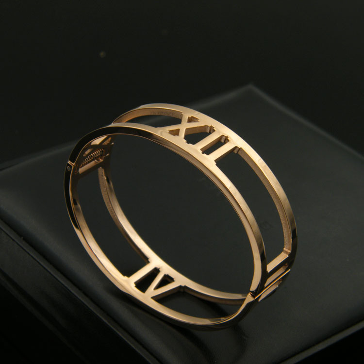 titanium steel Love H bracelet bangle wide hollow Rome digital version of the digital arrangement for woman jewely