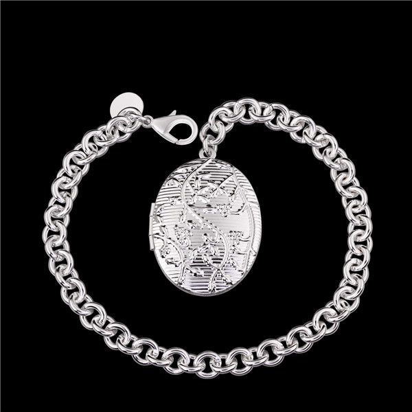 Hot sale gift 925 silver Closed round carved bracelet DFMCH348,Brand new fashion 925 sterling silver plated Chain link bracelets high grade