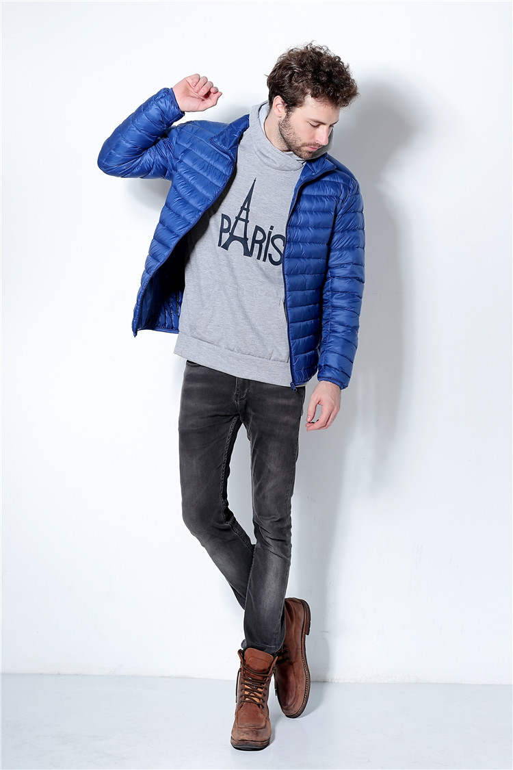 Fall- new design uniqlos stand collar men's fashion plus-size thin and short in down jacket coat Cotton-padded clothes solid dowm