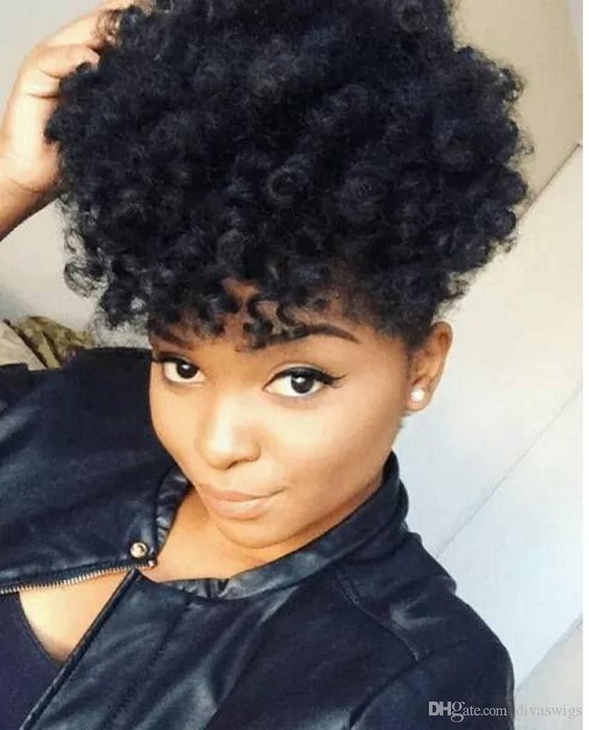 Short Kinky Ponytail drawing Hair Extension Curly Natural High Human Hair Ponytails Afro Hair Ponytail Drawstring Hairpieces 120g