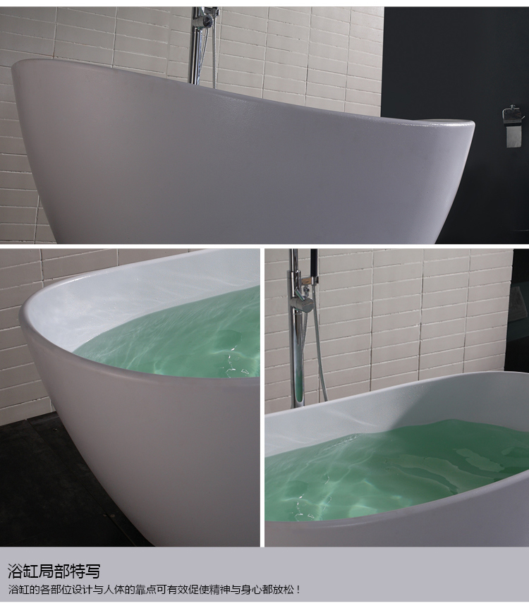 64.1" Spacious Corian Acrylic Soaker Tub for Relaxation | Modern Design & Durable Material 6505