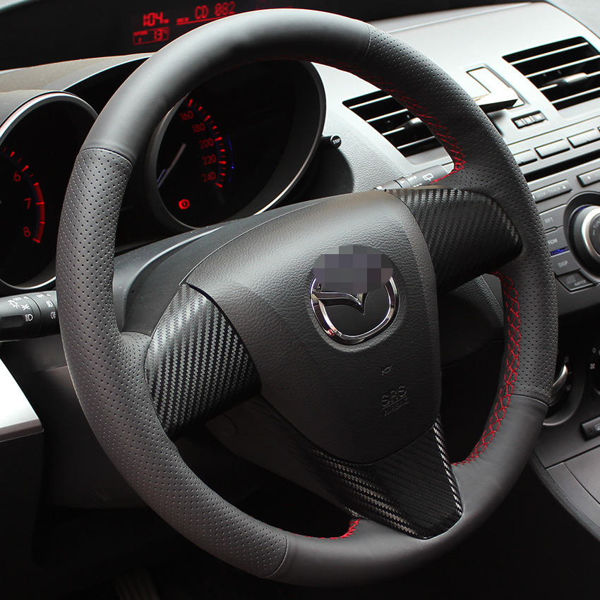 Steering wheel cover Case for MAZDA 3 Genuine leather DIY Hand-stitch Car styling Anti-slip car covers