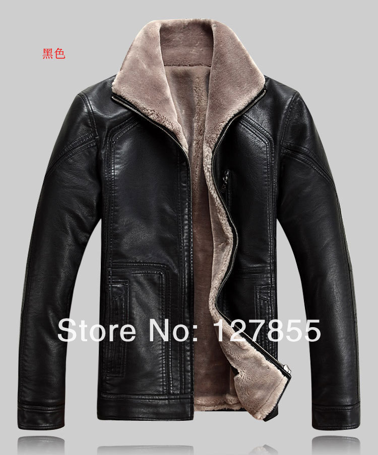 Fall-Free shipping NEW winter mens fur collar genuine sheepskin leather jacket , Big yards warm leather coat parka 4XL,5XL