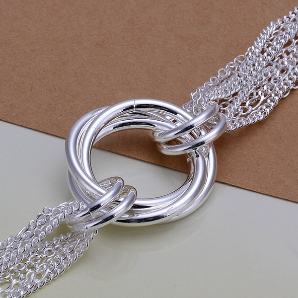 Hot sale gift 925 silver Insets hanging peach Heart Bracelet DFMCH307, fashion 925 sterling silver Chain link gemstone bracelets high grade