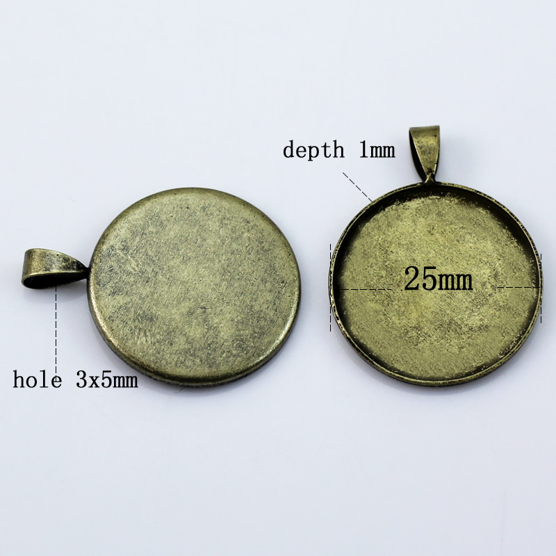 Beadsnice pendant base blank bezel cabochon setting for your jewelry making fits 25mm round cabochon hole 3X5mm ID10820