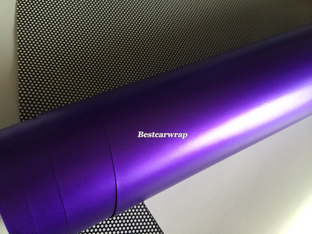 Chrome Satin Purple Viny For Car Wrap Purple Satin Matte Chrome With Air Channle For Car styling Unique Wrapping Sticker Cover 1.52x20m/Roll