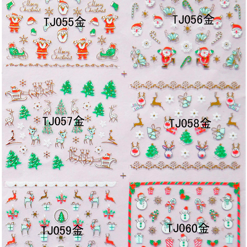 Christmas 3D Nail Art Sticker Decoration 12 Pack Different Style Nail Art Stickers
