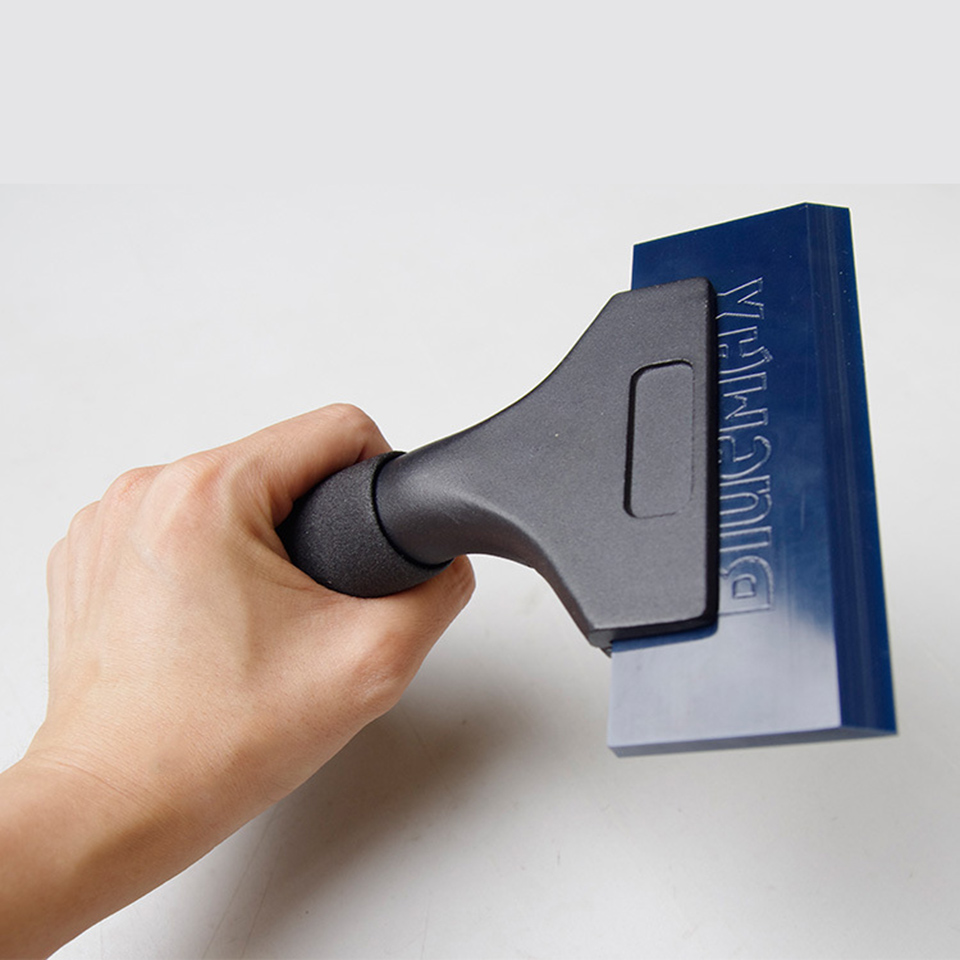 Streak-Free Window Squeegee with Blue Max Rubber Blade - Heavy-Duty Aluminum Handle Scraper for Glass Cleaning, Auto Detailing & Tile Work QH-02B