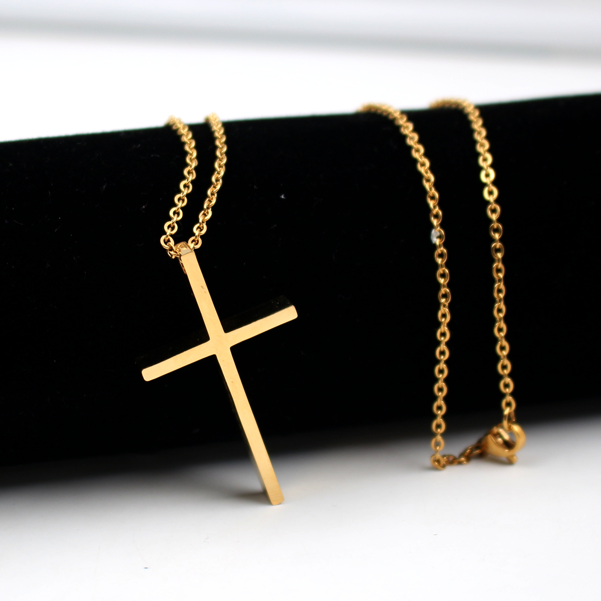 2 color Silver gold choose Fashion Punk Hip-Hop Style stainless steel Cross pendant necklace free with chain 24 inch for Men woemn