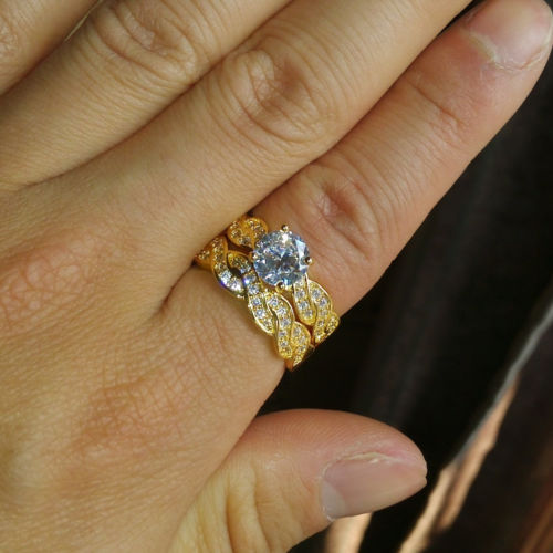 Gold Topaz Ring Wedding Jewelry | 6/7/8 Sizes