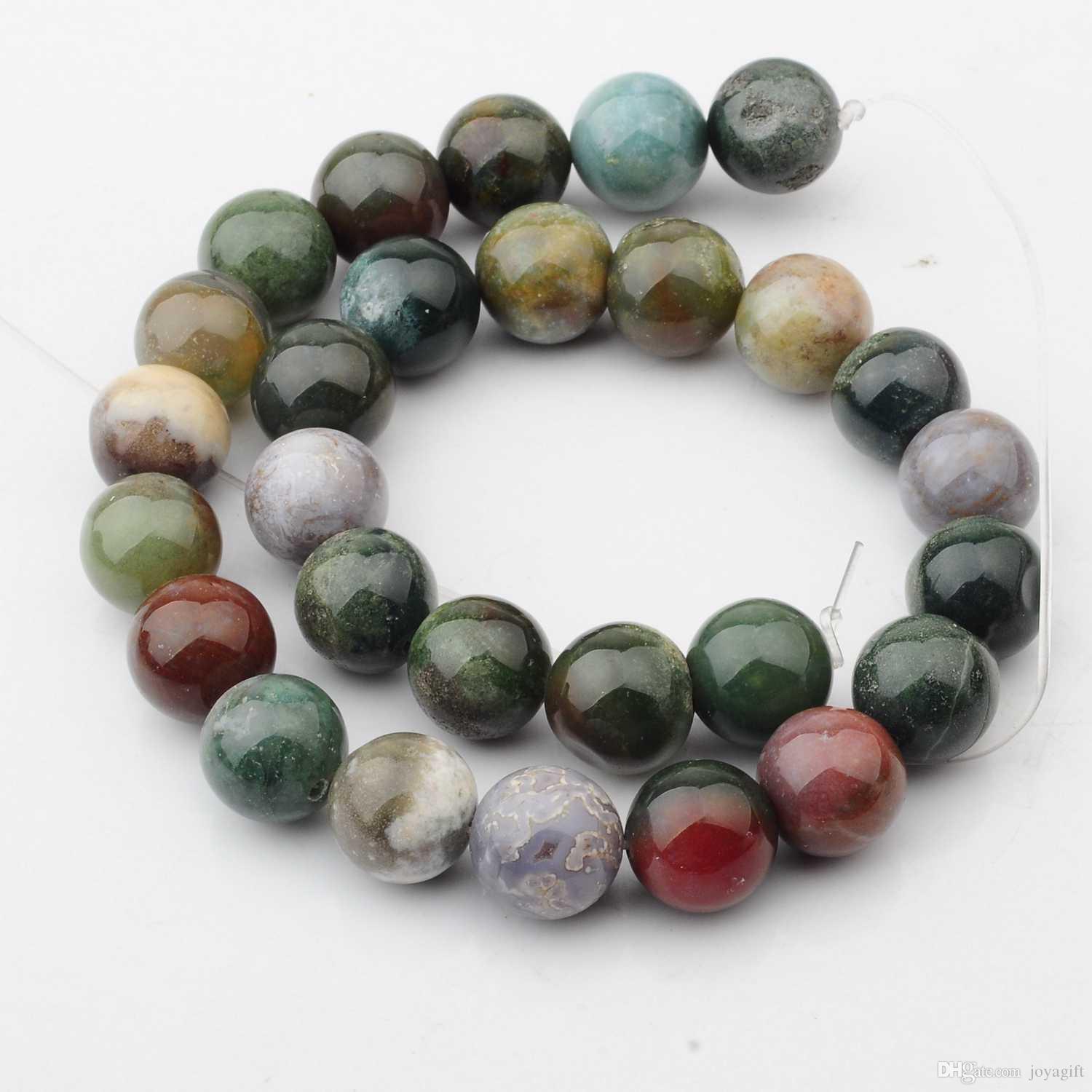 Natural Fancy Jasper 14mm Round Beads for DIY Making Charm Jewelry Necklace Bracelet loose 28PCS Stone Indian Agate Beads For Wholesales