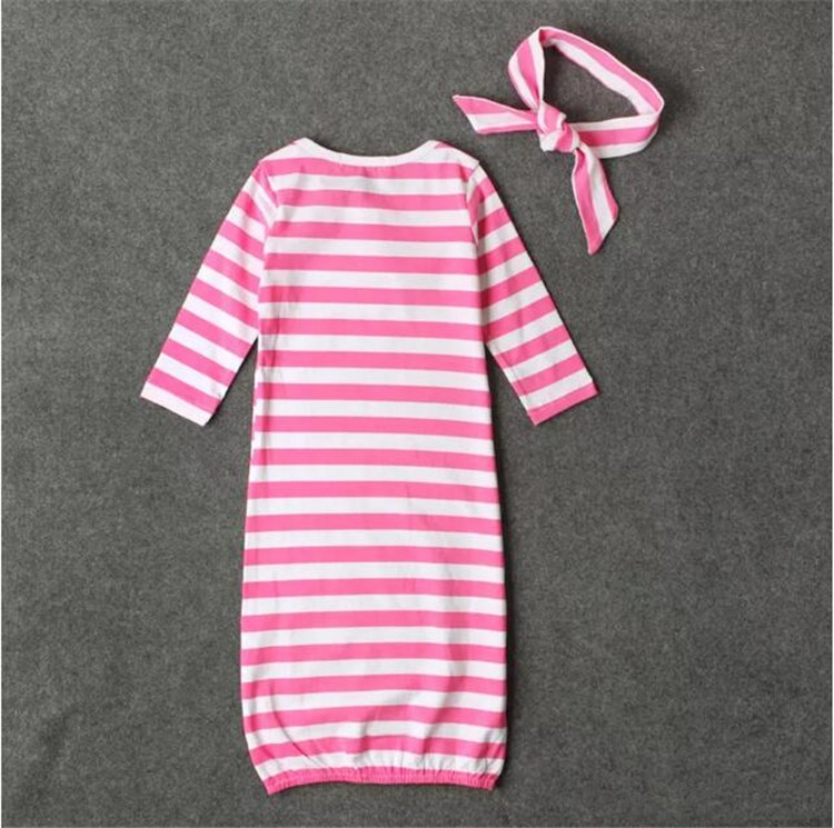 baby striped sleeping bag 2pc set twisted hat/headband+sleeping bag little sister little brother letters print newborns sleeping bag A08