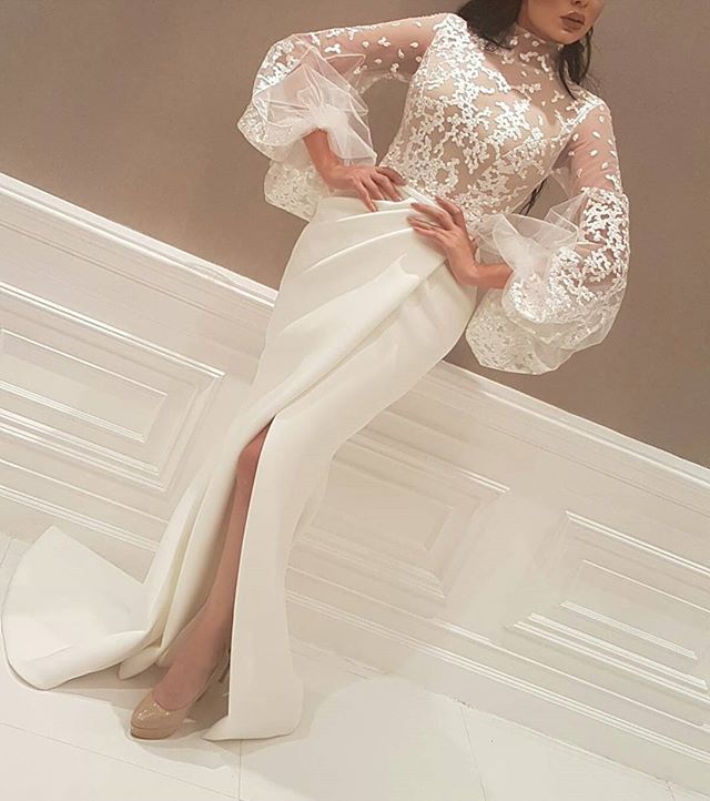 Yousef aljasmi Labourjoisie Evening Dresses Prom Dress abiti da cerimonia da sera formal long Julia sleeves mermaid
