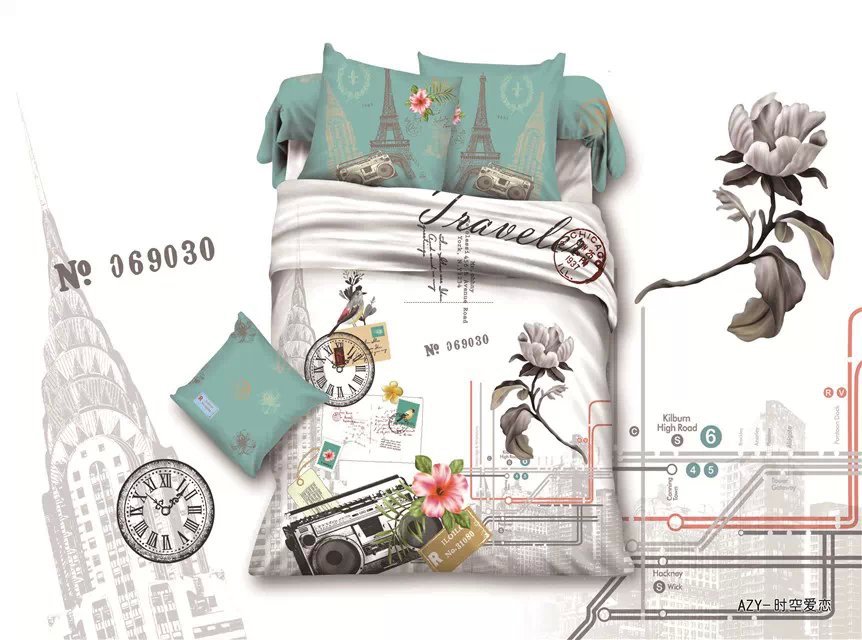 Wholesale France Retro Style Paris Eiffel Tower Comforter Sets