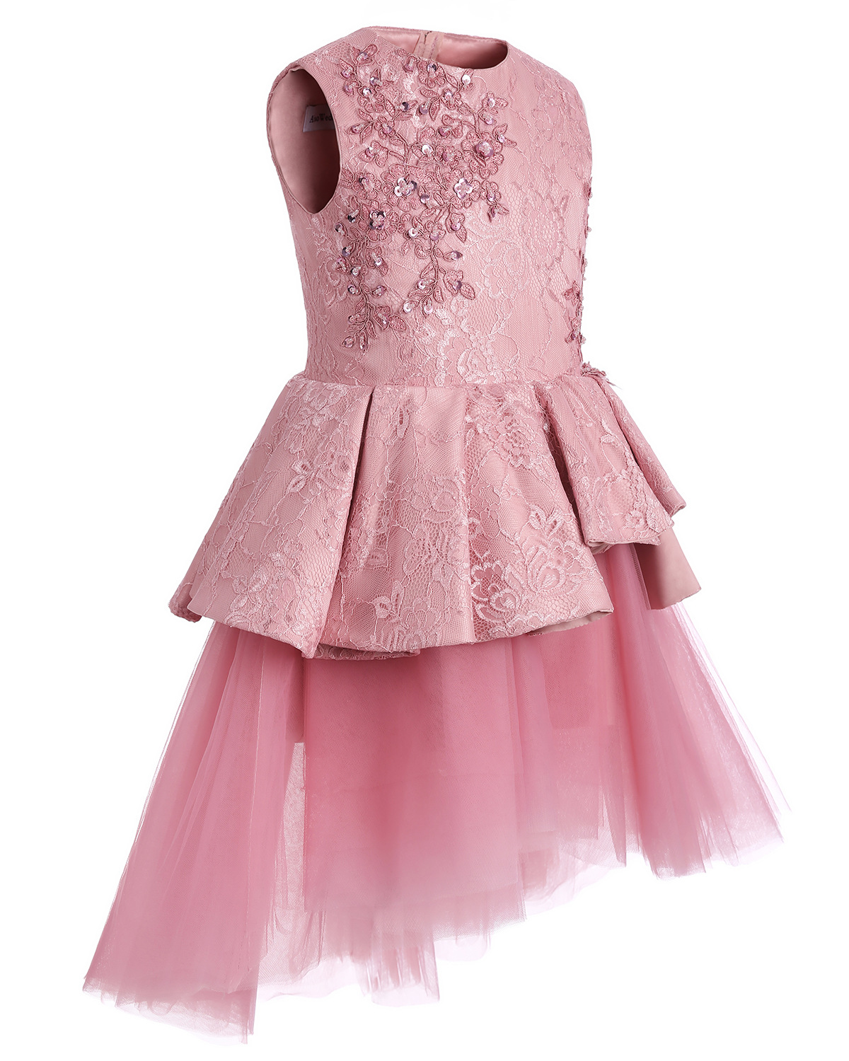 Cute Pink Pageant Dresses Jewel Neck Sleeveless Lace Short Tiered Ruffles Flower Girls Tulle Skirt Birthday Party Real Image