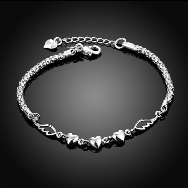 Hot christmas sale 925 silver Heart Feather Bracelet DFMCH365, Brand new fashion 925 sterling silver plated Chain link bracelets high grade
