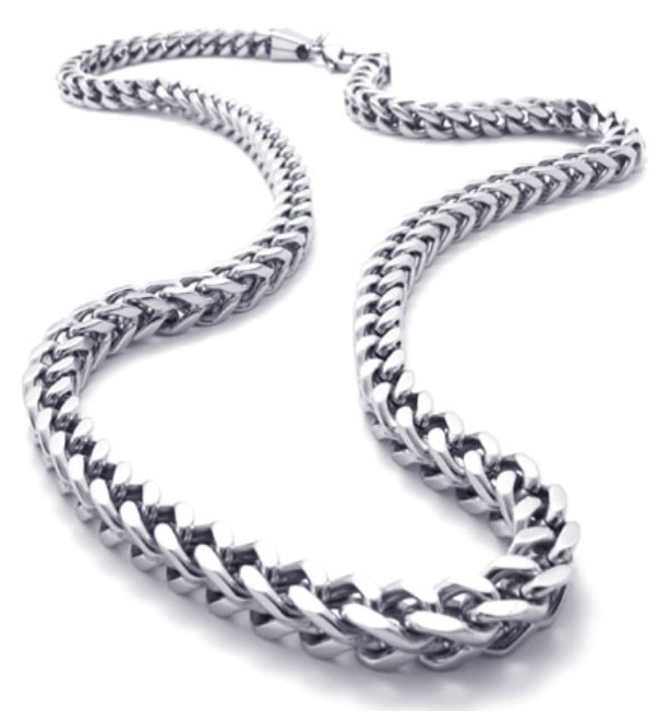 wholesale High Quality jewelry Stainless Steel Fashion Silver square figaro Chain Necklace 6mm wide 24 inches for Men's Gifts Hip-Hop Bling