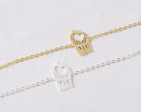 10PCS Gold Silver Cute Heart Loving Giraffes Bracelets Simple lovely Twin Giraffe Deer Bracelet Animal jewelry for couples