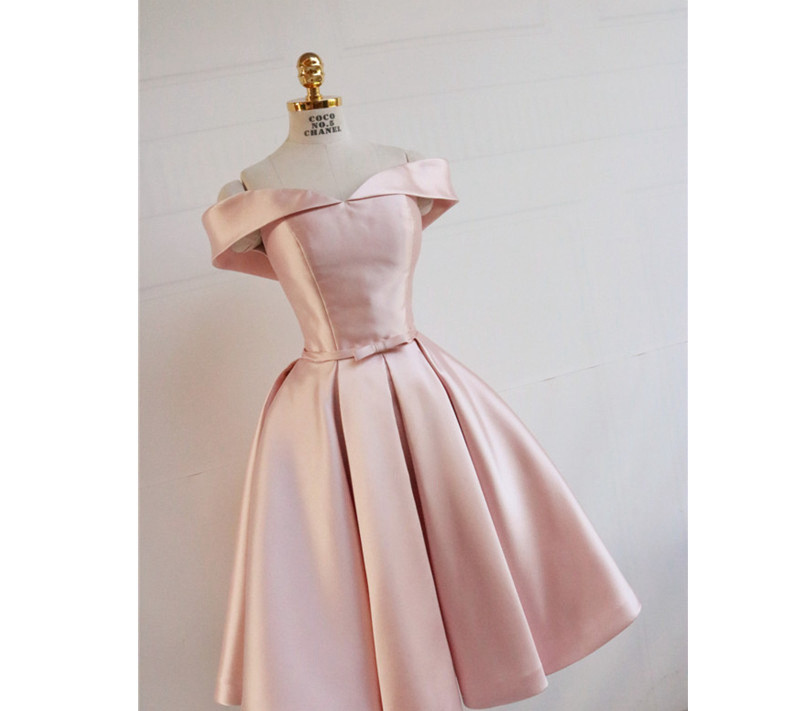 sexy black party dresses off shoulder satin knee length prom gowns laceup zipper back cocktail dresses real pictures