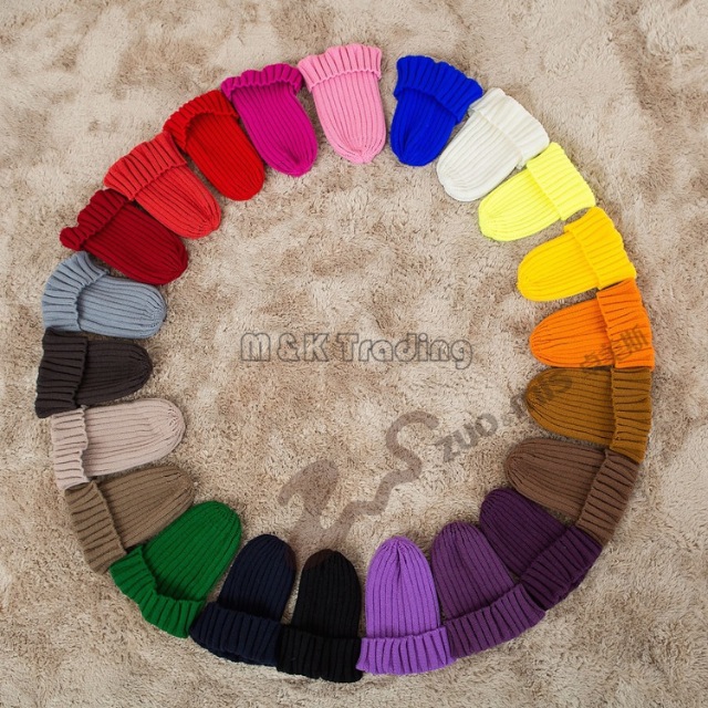 Korean Trendy Simple Women Beanie Cap Casual Skull Caps Knitted Hat Fashion Cute Colorful Soft Hats 20pcs/lot