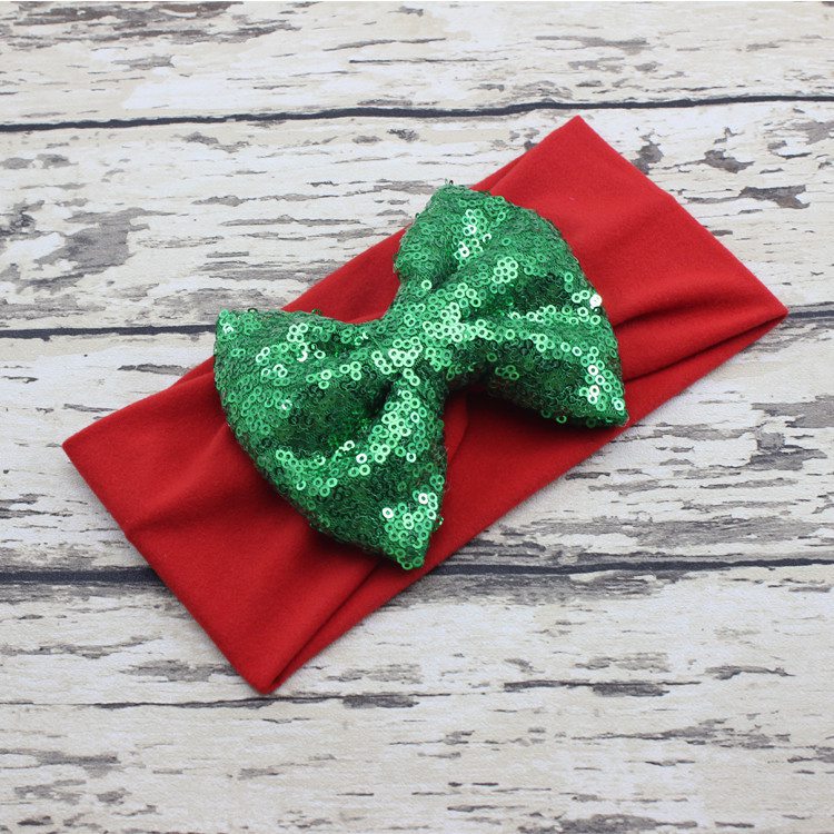 Girl baby Christmas hair accessory Sequins bowknot Head wrap Headwrap Elastic head band Turban Twist Hairband Vintage hair band FD6566