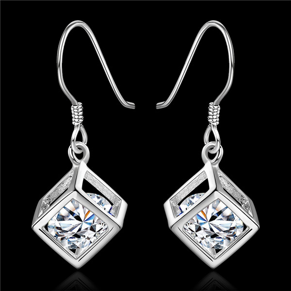 Brand new sterling silver plate Whitehead earrings DFMSE583,women's 925 silver Dangle Chandelier wedding gemstone earrings factory direct