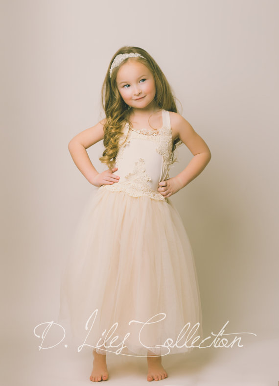 The Evangeline - Blush, Ivory, chiffon, lace, tulle, Flower Girl Dress, girls toddler dress, ages 1T, 2T,3T,4T, 5T, 6, 7, 8, 9/10, 11/12