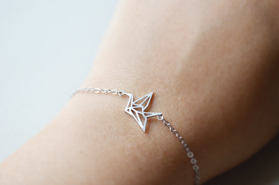 30PCS- B017 Silver Gold Cute Origami Crane Bracelets Forest Paper Crane Bracelet Tiny Animal Lucky Baby Bird Bracelet for Women