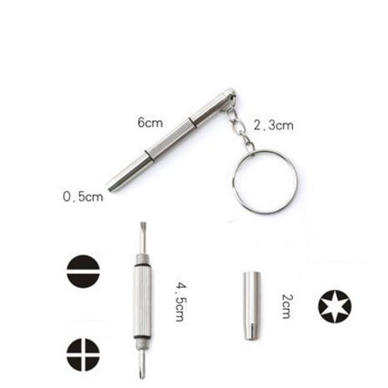 Wholesale 3 in 1 Aluminum Steel Eyeglass Screwdriver Sunglass Watch Repair Kit With Keychain Portable Screwdriver Hand Tools