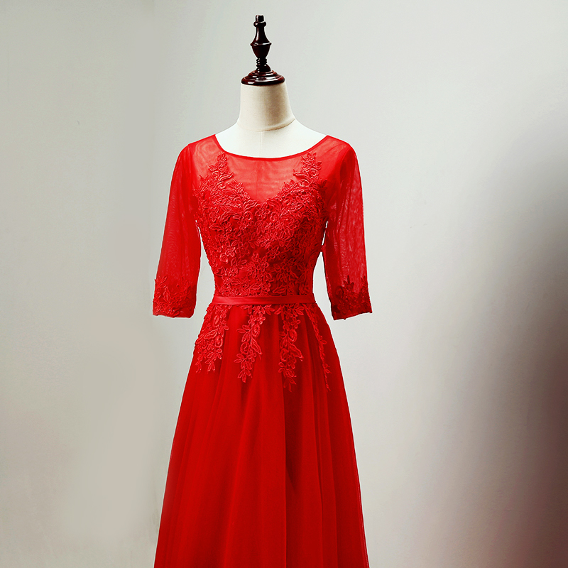 Light Gray Bridesmaid Dresses Long Wedding Guest dress Party gowns Sheer with Applique Pleats Tulle Formal Dress Plus Size Cheap