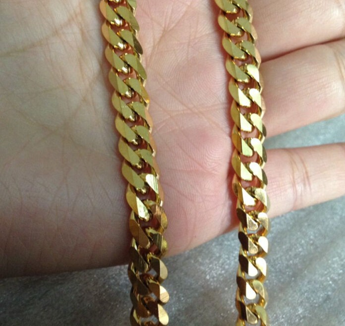 Good quality Gold Color Stainless Steel Fashion Curb Chain Necklace for Holiday Gifts Jewelry for women Men Gift 5mm 24''
