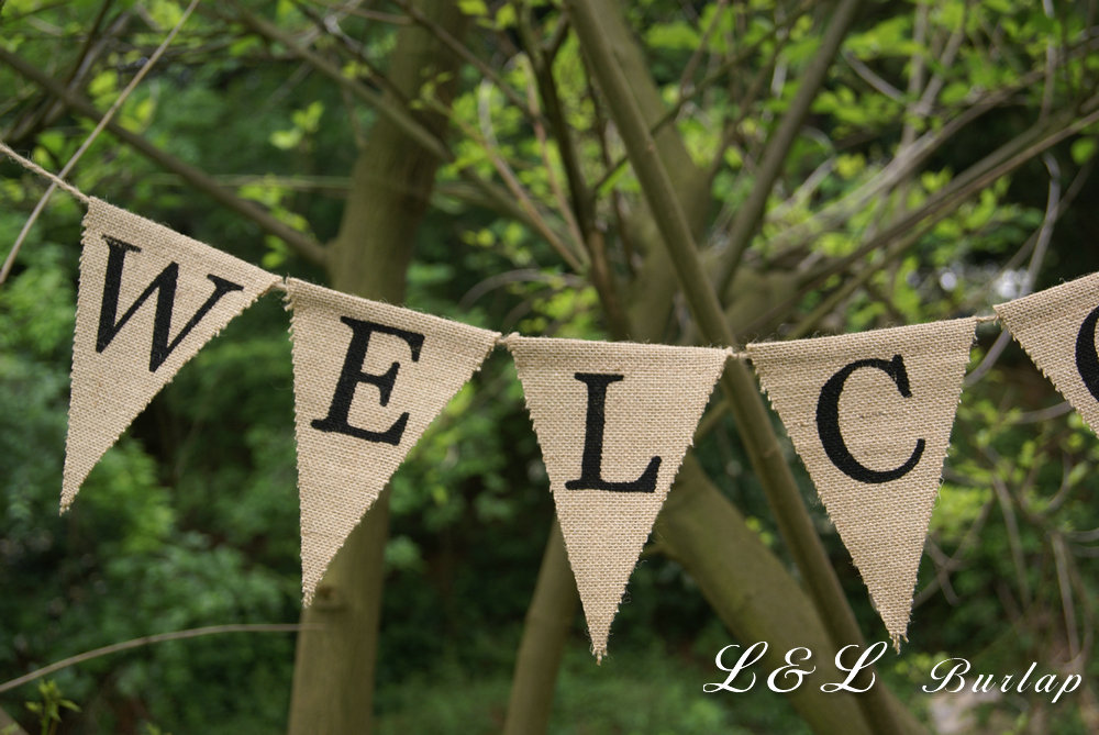 Wholesale Welcome Burlap Banner Rustic Welcome Sign Country