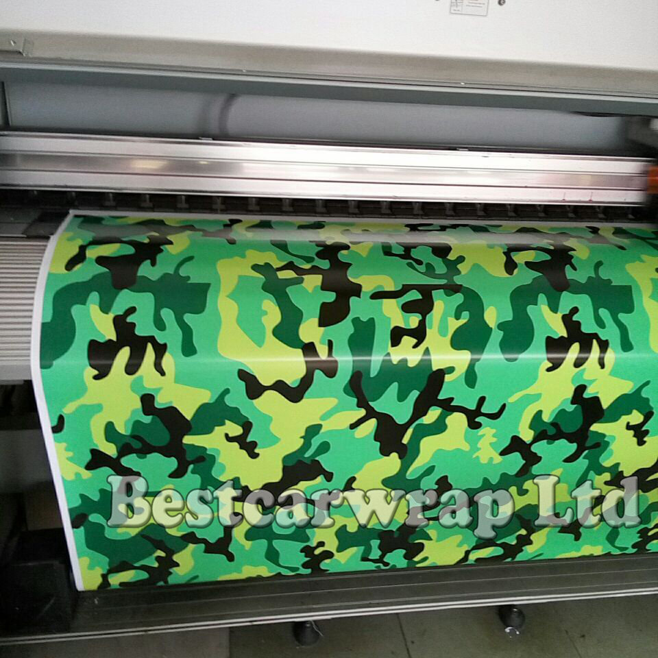 Matte / Glossy Snow Camo vinyl Car Wrapping film green yellow black camouflage sticker vehicle wrap film foil 1.52x 30m