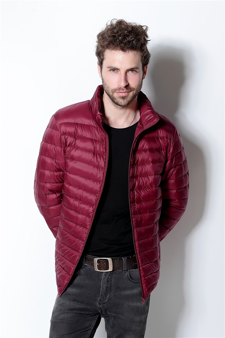 Fall- new design uniqlos stand collar men's fashion plus-size thin and short in down jacket coat Cotton-padded clothes solid dowm