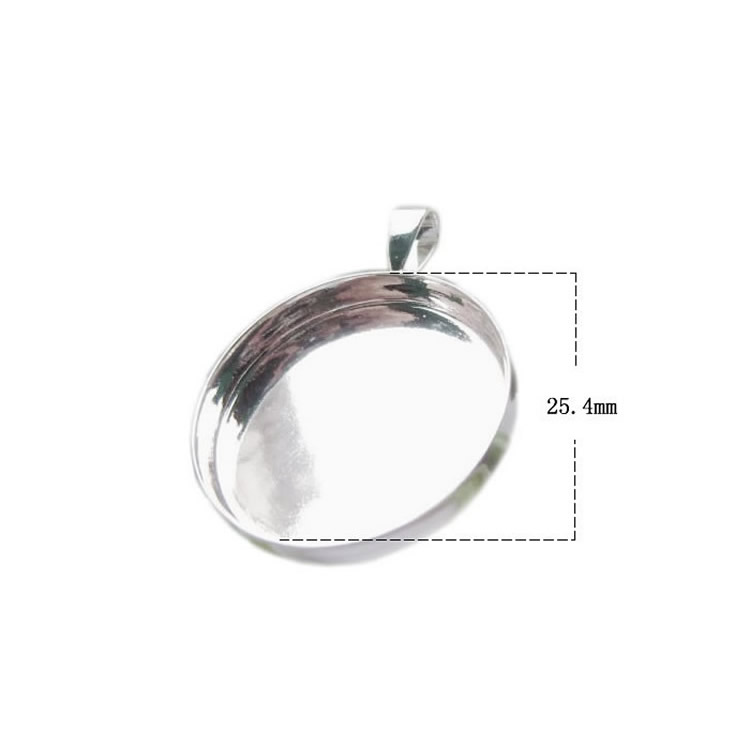 Sterling Silver Cabochon Setting for 25.4mm Stones Ideal for Crafts & Photos, Photographic Jewelry Pendants, Product ID 26727