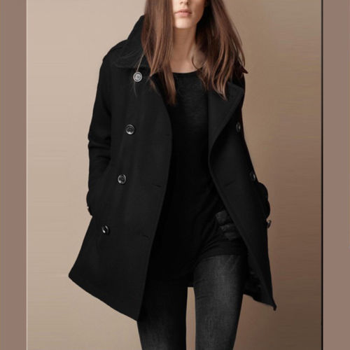 Hot FashionNew Fashion Womens Slim Wool Trench Warm Coats Double Breasted Jackets Outwear A C075