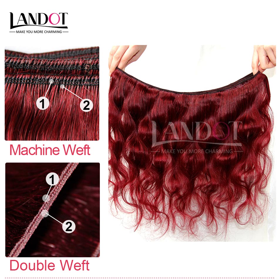 Burgundy Wine Red 99J Brazilian Body Wave Virgin Human Hair Weave Bundles Peruvian Malaysian Indian Cambodian Mongolian Hair Extensions