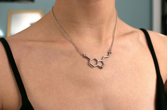 30PCS Simple Molecule Necklace Chemical Formula 5-HT Necklace Hormone Molecular Structure DNA Necklace Nurse Jewelry for Women Men