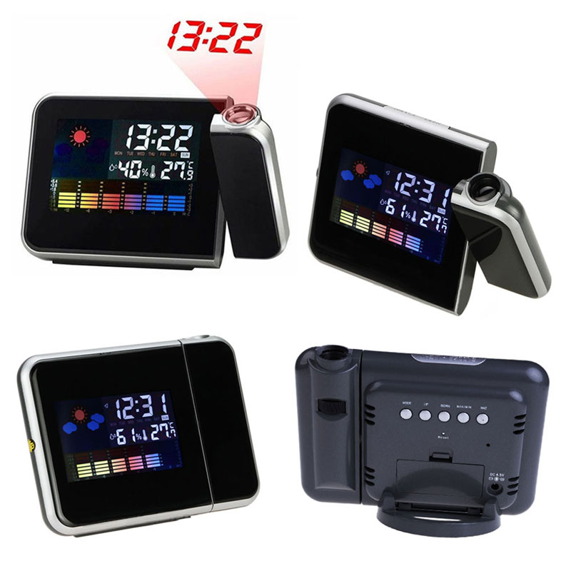 Desktop Clock Digital Alarm Clock with Projector Color Screen Projection Clock Multifunction Weather Calendar Time Watch3519297