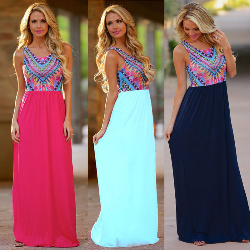 Wholesale-Summer style 2016 women sleeveless Tank long dress fashion wave striped color print casual maxi dresses bohemian beach vestidos, White
Wholesale-Summer style 2016 women sleeveless Tank long dress fashion wave striped color print casual maxi dresses bohemian beach vestidos, White