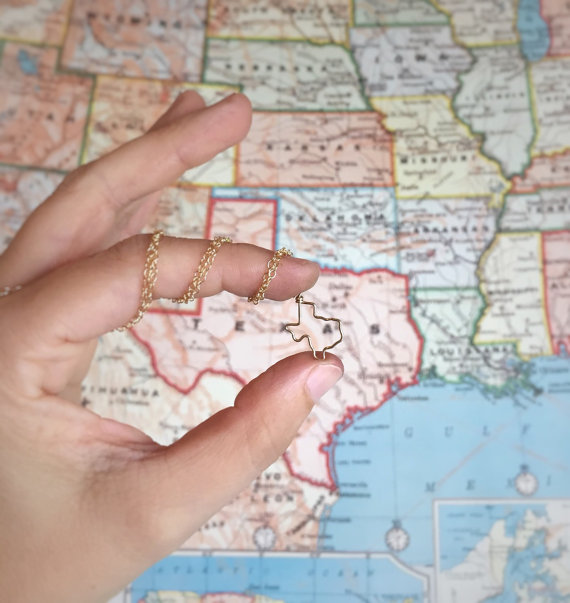 10PCS State of Texas Necklaces Hollow Outline Texas State Necklace America USA State Necklaces TX map Geography Necklaces