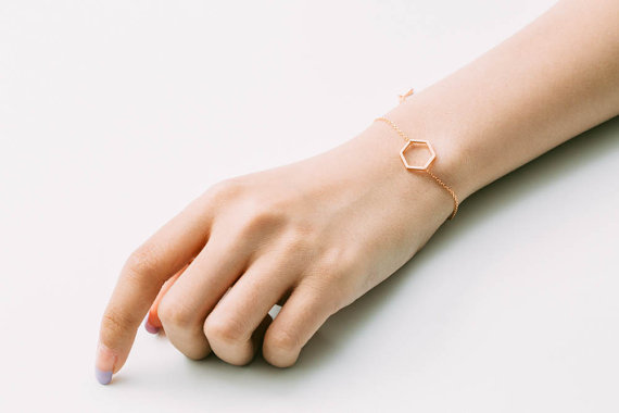 30PCS Simple Hollow Line Hexagon Bracelet Cut Out Open Sexangle Bracelets Geometric Jewelry for Women