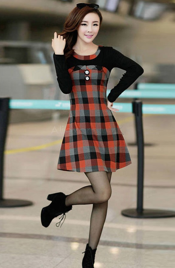 Hot Selling Women's Elegant dress Vintage Korean Plaid Winter Casual Dress Long Sleeve Winter Bottoming Dress b9 CB031661, Orange
Hot Selling Women's Elegant dress Vintage Korean Plaid Winter Casual Dress Long Sleeve Winter Bottoming Dress b9 CB031661, Orange