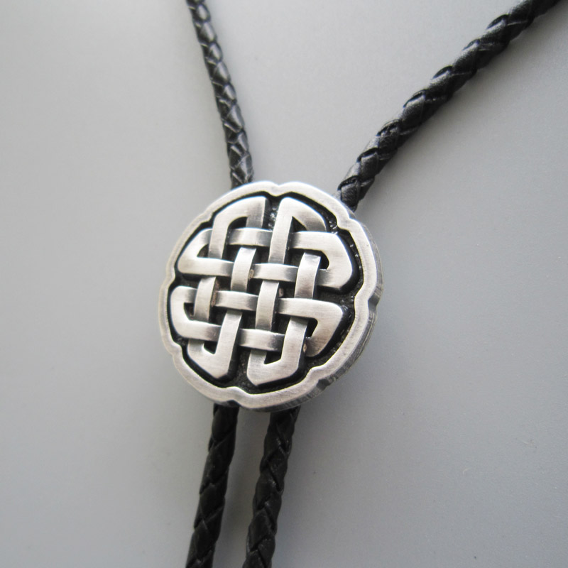 Original Antique Real Silver Plated Celtic Knot Bolo Tie Necklace BOLOTIE-070SL Free Shipping Brand New In Stock